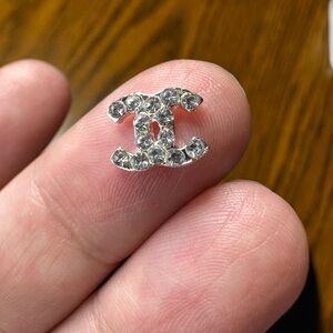 New Silver Crystal Logo Nail Charms